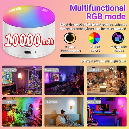 YHCDLAMP Battery Operated Wall Sconces Set of 2, Rechargeable Wireless Wall Lights with 10000mAh Magnetic Bulbs, Up to 50 Hours Runtime, Remote & RGB Dimmable, Brass for Bedroom Living Room Hallway