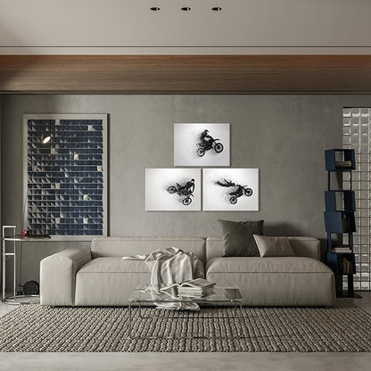 Framed Motocross Canvas Prints - Wall Art Set for Men, Kids, Teenagers - Perfect for Bedroom, Man Cave - Includes Multiple Posters