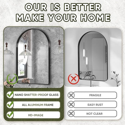 Suidia 2-Pack 22" x 30" Bathroom Mirror, Bathroom Vanity Mirror Metal Framed, Wall-Mounted Mirrors for Bedroom, Living Room, Entryway, Hallway, Black, Arch Style