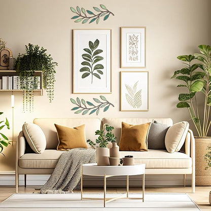 Zhengmy 2 Pieces Metal Tree Leaf Wall Decor Vine Olive Branch Leaf Wall Art Living Room, Hallway Wall Decor Outdoor Decoration(Gradient Green)