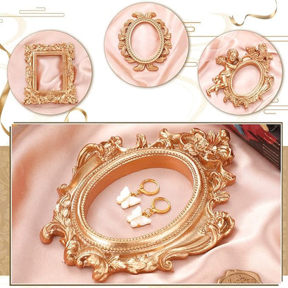 Yulejo 10 Pcs Vintage Gold Mini Frames Set, Baroque Victorian Ornate Decorative Frames for Gallery Wall Decor, DIY Jewelry Display, Antique Frame for Home, Wedding, Room, No Glass or Backing (Gold)