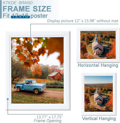 KTKDE 12x16 Picture Frame Set of 5, Wooden frames White, Vertical & Horizontal Wall Hanging for Wall Display,Studio Gallery Photo Frame for Photos, Posters & Art Prints