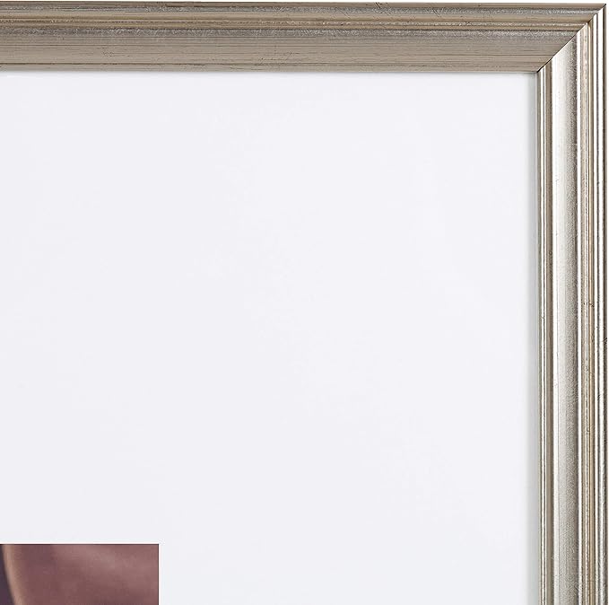 Kate and Laurel Adlynn Wall Picture Frame Set, 16" x 20" matted to 8" x 10", Warm Silver, Set of 3