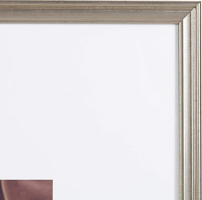 Kate and Laurel Adlynn Wall Picture Frame Set, 16" x 20" matted to 8" x 10", Warm Silver, Set of 3