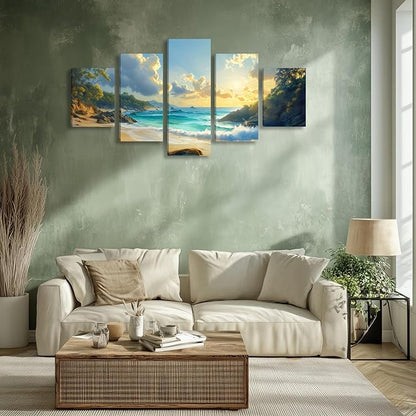 Landscape Coastal Wall Art for Living Room Beach Canvas Wall Art Prints Artwork for Walls Nature Ocean Scenery Wall Paintings Wall Poster Wall Decor for Bedroom Home Office Decor - 50"W x 24"H