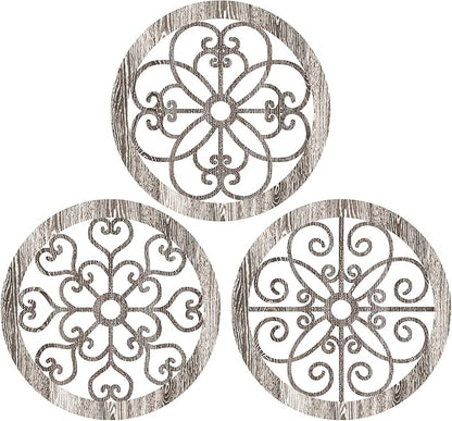 Blulu 3 Pieces Thicken Rustic Wall Decor Farmhouse Wall Art Decor Wood Hanging Decoration for Living Room Bedroom Home Indoor Outdoor Office(Popular Style)