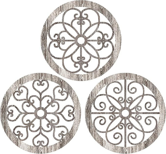 Blulu 3 Pieces Thicken Rustic Wall Decor Farmhouse Wall Art Decor Wood Hanging Decoration for Living Room Bedroom Home Indoor Outdoor Office(Popular Style)
