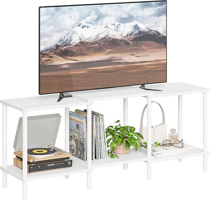 TV Stand, Entertainment Center, Industrial TV Media Console Table with Open Storage Shelves, 2 Tier TV Cabinet for Living Room, Bedroom LTS107W