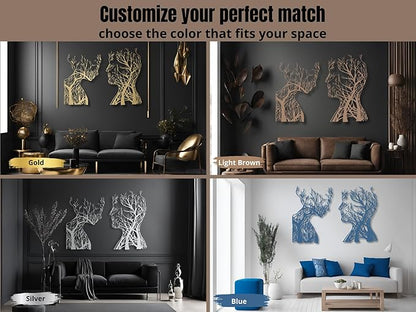 VAILLA Wood Wall Art Decor Wall Hanging Sculpture Modern Home Decoration 3 Panels Nature Wall Hangings Large Wooden Wall Arr 3D Textured Sculptures for Living Room Bedroom Office Dinnig Room (Faces 2)
