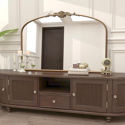 Besdomus Vintage Arched Gold Mirror: 48"x33" French Oversize Gold Antique Vanity Decorative Mirror - Baroque Traditional Ornate for Entryway/Fireplace/Bathroom - Home Decor for Fashion-Conscious