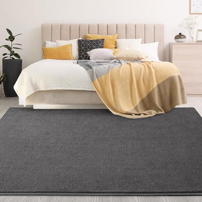 Gifeas Large Ultra Soft Modern Area Rugs for Living Room Bedroom, 6x9 Feet Dark Grey Thickened Memory Foam Indoor Solid Minimalist Carpets, Non-Slip Comfy Rug for Boys Girls Nursery Room Home Decor