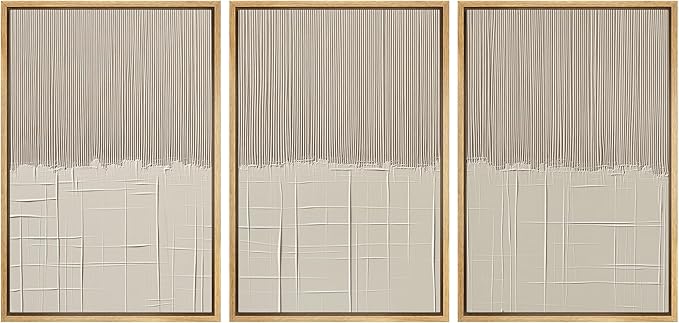 SIGNLEADER Framed Canvas Print Wall Art Set Beige Abstract Neutral Illustrations Minimal Decorative Bohemian Nordic for Living Room, Bedroom, Office - 16"x24"x3 NATURAL