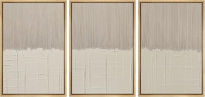 SIGNLEADER Framed Canvas Print Wall Art Set Beige Abstract Neutral Illustrations Minimal Decorative Bohemian Nordic for Living Room, Bedroom, Office - 16"x24"x3 NATURAL