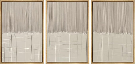 SIGNLEADER Framed Canvas Print Wall Art Set Beige Abstract Neutral Illustrations Minimal Decorative Bohemian Nordic for Living Room, Bedroom, Office - 24"x36"x3 NATURAL