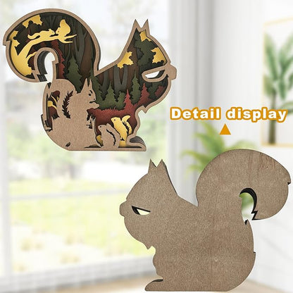 Laozai Wooden Forest Animals Squirrel Cabin Rustic Decor Wall Decorations Mountain Decor for Bedroom Living Room Table Decorative