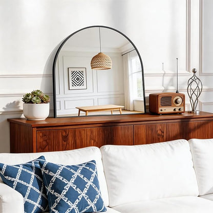 CIRCUMI Arched Wall Mirror, 24"x24" Black Arched Mirror with Tempered Glass, Metal Frame, Large Size for Entryway Table, Mantel,Living Room,Over Sink,Arch Mirror for Decor,Shatterproof&Crystal-Clear