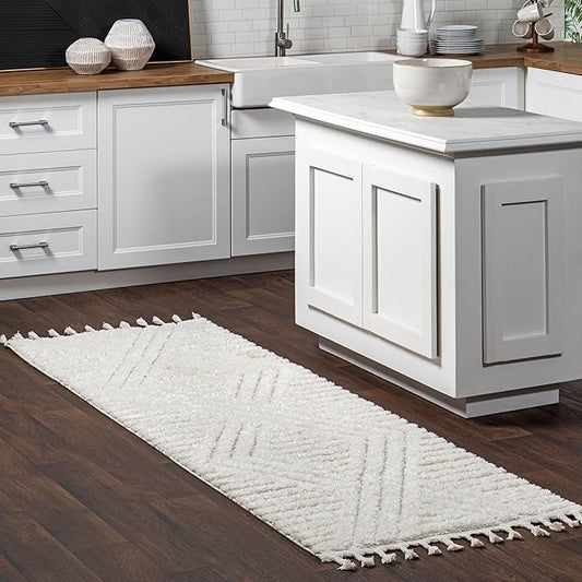 Nuloom Risette Ivory, 2'6" x 10', Geometric, Soft and Textured, High Traffic, Stain Resistant, Easy Clean, Durable Runner for Bedroom, Living Room, Dining Space, Den, Foyer, Entryway