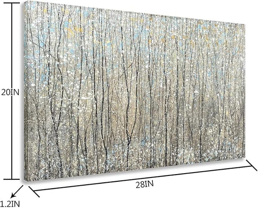 Yihui Arts Abstract Tree Canvas Wall Art - Brown Forest Paintings with Gold Foil - Modern Landscape Pictures for Living Room Bedroom Bathroom Decor