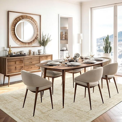 Soalmost Washable Area Rug 10x14, Large Soft Rugs for Living Room Vintage Beige Rug 10x14 Area Rugs for Bedroom Dining Room Floral Non-Slip Thin Rug