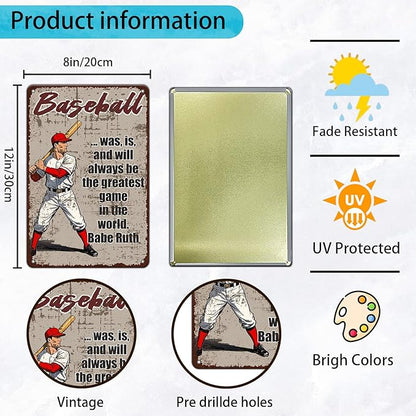 Baseball Metal Signs Was Is and Will Always Be the Greatest Game in the World Tin Sign 8x12 Inch Baseball Boy Room Decor Home Kitchen Garden Bar Pub Bedroom Office