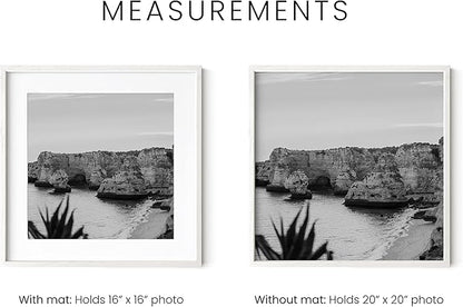 HAUS AND HUES Solid Oak Wood 20”x20” Picture Frames Matted to 16”x16” Set of 3-3 Piece White Square Frames, 20x20 White Picture Frames for Wall, White Frames 20 x 20, Gallery Wall Frame Set