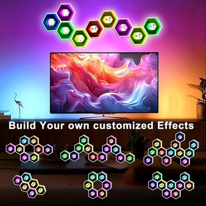 10 Pack Hexagon Lights Wall RGBW Panel - Hexagonal Led Lights Room Decor Wall Lights，with Smart APP Music Sync Honeycomb Shape Panels Hexagon for Gaming Lights Bedroom Children Decor