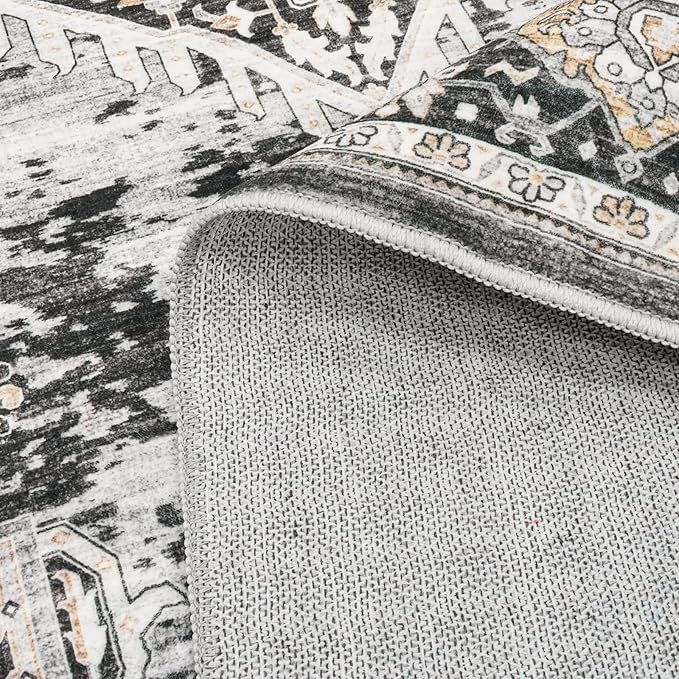 Washable Hallway Runner Rugs 3x12: Soft Ultra Thin Low Pile Carpet Machine Washable Indoor Lightweight Rug Runner Anti Slip Backing Rugs for Living Room Bedroom Kitchen 3'x12' Black