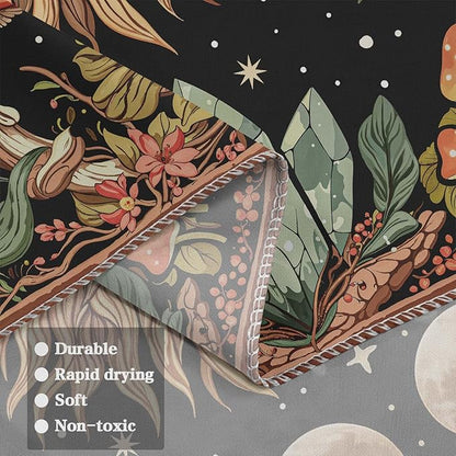 Neasow Sun and Moon Mushroom Tapestry, Vintage Orange Aesthetic Wall Art, Boho Retro Floral Mystic Decor for Living Room Bedroom Home, 60x80 inches