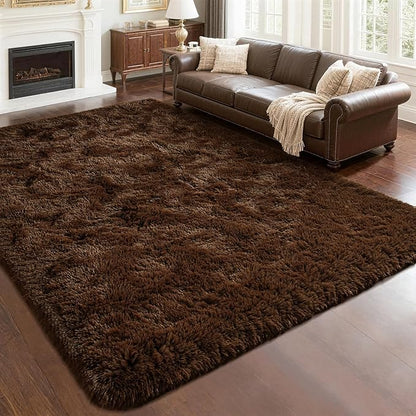 Andecor Soft Fluffy Bedroom Rugs, 6 x 9 Feet Indoor Shaggy Plush Area Rug for Boys Girls Kids Baby College Dorm Living Room Home Decor Floor Carpet, Coffee
