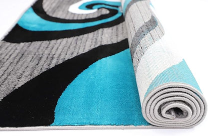GLORY RUGS Modern Area Rug Swirls Carpet Bedroom Living Room Contemporary Dining Accent Sevilla Collection 4817 (4x6, Turkaz)