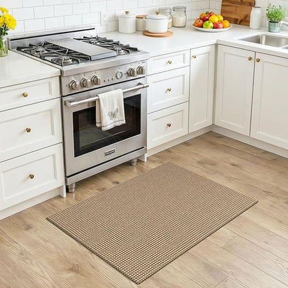 KOZYFLY Indoor Door Mat 2x3 ft Small Area Rugs Washable Front Door Mat Non Slip Rubber Backed Entryway Rug Cotton Entrance Doormat for Front Porch Bathroom Kitchen Bedroom, Orange Beige/Tan/Brown