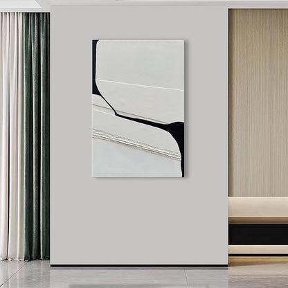 NANKAI Art Modern Minimalism Art Painting White and Black Abstract Art Oil Painting Home Office Corridor Wall Decoration Art 36x24 Inches