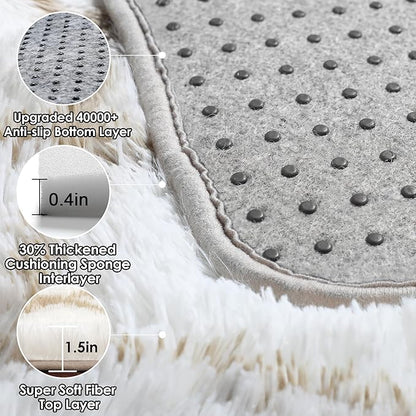 ONASAR Large Area Rugs for Living Room, 7x10 White and Beige Bedroom Rug, Geometric Boho Soft Plush Shaggy Fuzzy Floor Carpet Mat for Nursery Kids Girls Boys Teen Dorm Home Decor