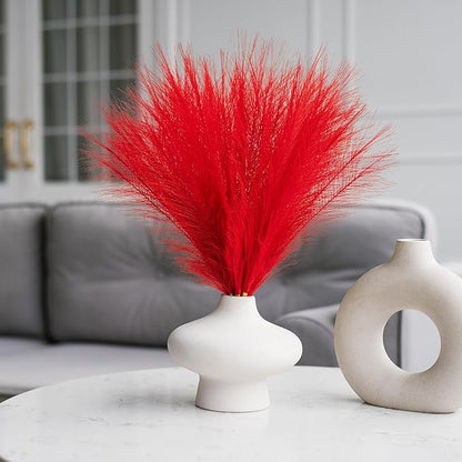 Pampas Grass Decor, Fluffy Faux Pampas Grass 5 Stem 18"/45cm Pompous Grass Small Flower Arrangement and Vase Filler for Boho Home Wedding
