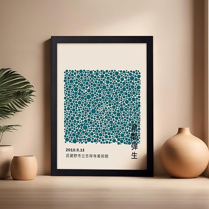 Poster Master Vintage Poster - Retro Pop Art Print - Gift for Artist, Friend - Infinity Dots, Japanese, Polka, Modern, Abstract - Wall Decor for Home, Office, 16x20 Black Framed