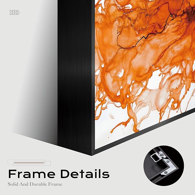 Modern Abstract Crystal Porcelain wall art Teal and Orange Fluid Painting Aluminum Framed large wall art for Living Room Bedroom Office Hallway artwork for walls 24x48 In