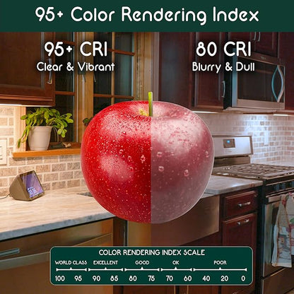 4 Bar Kit - Smart Under Cabinet Lighting - 12” x 360° Wide Angle Bars - 2700K-6500K - 95 CRI - LED - WWA - Works with Alexa, Google, Apple & More - Matter Certified - Plug-in