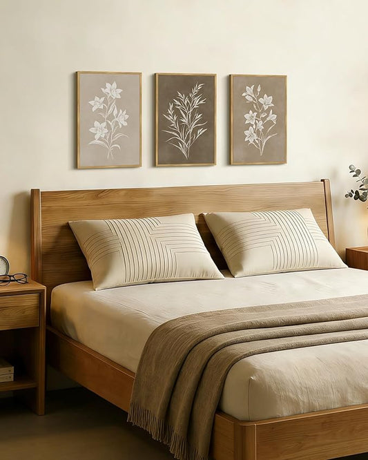 Drsoum Vintage Neutral Botanical Flower Wall Art Framed Retro Colorful Boho Floral Prints Morden Retro Wildflower Rustic Artwork Kitchen Dining Room Ready to Hang 12x16in Natural Framed