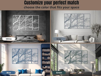 Vailla Tree of Life Wall Decor 4pcs Wooden Wall Art 3D Wall Hanging Wooden Sculpture Modern Wall Home Decoration Textured Sculptures for Living Room Bedroom Office Dinnig Room