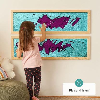 ODOXIA Sequin Sensory Wall Panel for Kids | Interactive Wall Decor & Flip Fabric Board | Reversible Toy for Play & Learning | Room Equipment & Autism Toys