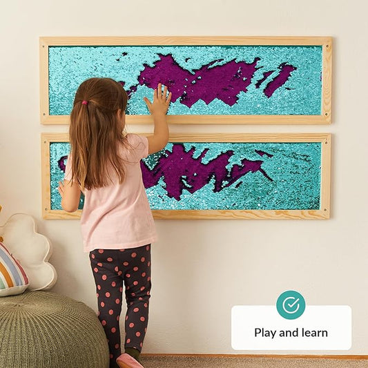 ODOXIA Sequin Sensory Wall Panel for Kids | Interactive Wall Decor & Flip Fabric Board | Reversible Toy for Play & Learning | Room Equipment & Autism Toys