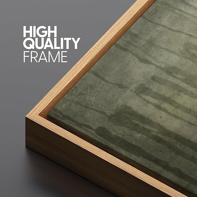 SIGNLEADER Framed Canvas Print Wall Art Set Olive Green Abstract Line Minimalist Earthy Illustrations Minimal Decorative Bohemian Nordic for Living Room, Bedroom, Office - 24"x36"x3 NATURAL