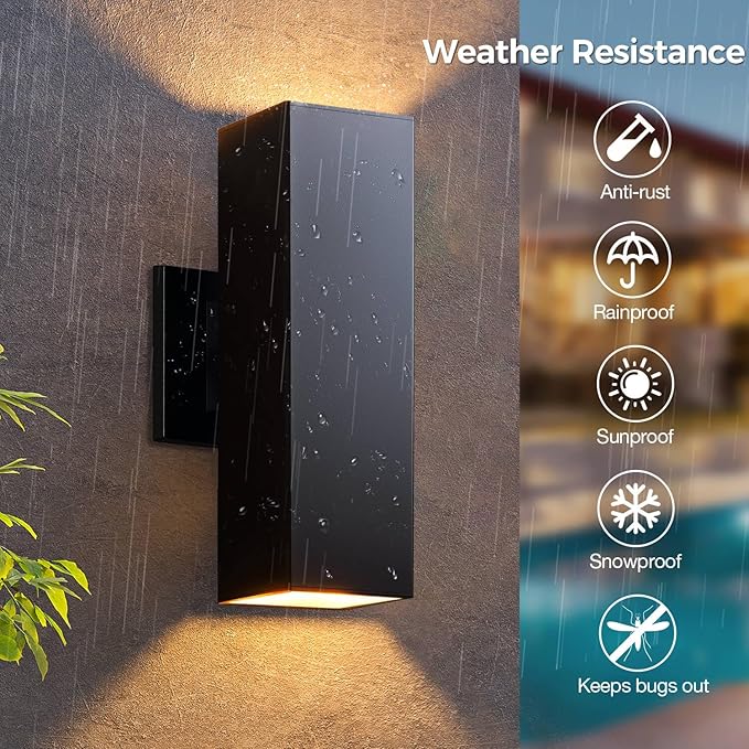 KIZON Smart Outdoor Wall Lights RGBCW Color Changing, Modern Dusk to Dawn Outdoor Sconce Up and Down Lighting, Exterior Light Fixture for House Porch Garage, Compatible with Alexa, ETL Listed