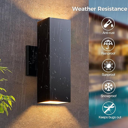 KIZON Smart Outdoor Wall Lights RGBCW Color Changing, Modern Dusk to Dawn Outdoor Sconce Up and Down Lighting, Exterior Light Fixture for House Porch Garage, Compatible with Alexa, ETL Listed