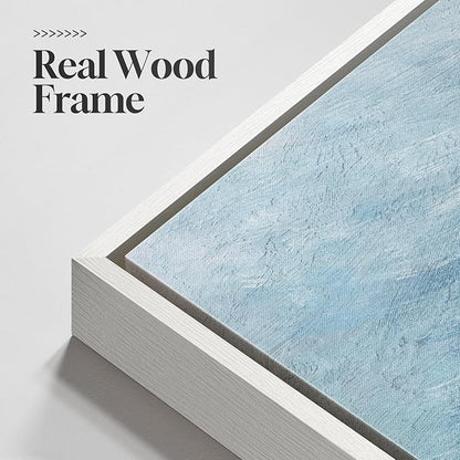Extra Large Framed Blue Gold Abstract Wall Art for Living Room, Oversized Modern Horizontal Canvas Prints Paintings Artwork for Walls, Coastal Horizon Pictures for Bedroom Hallway Wall Decor 30x60 In