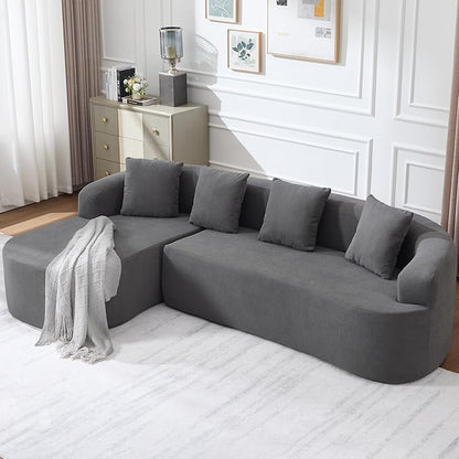 103" L Shaped Boneless Sectional Couches for Living Room, Curved Modular Sectional Sofa with Chaise, Modern Cloud Couch Deep 3 Seat No Assembly, Dark Grey