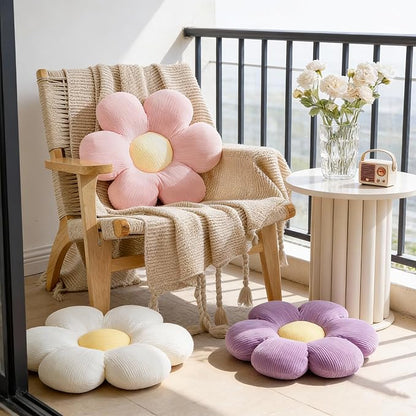 Daisy Flower Pillow, Floor Pillows, Lavender Flower Shaped Throw Pillow Preppy Cushions for Sofa, Couch, Bed, Home Decor 15.35In