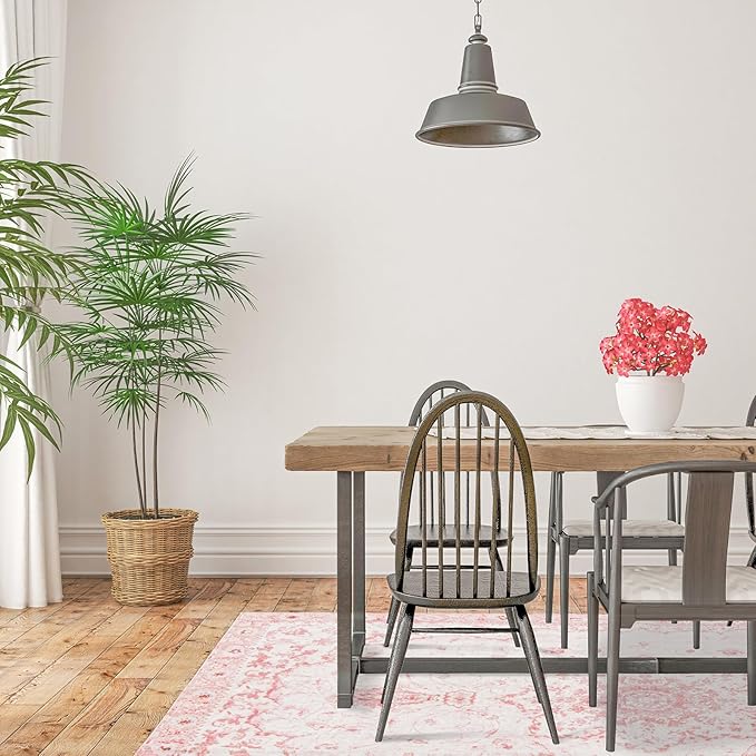 Sofrug Area Rug 3x5 - Vintage Pink Honeycomb Non Slip Backing Area Rugs Soft Faux Wool Carpet Foldable & Machine Washable Rugs for Living Room Bedroom Dining Room Home Office