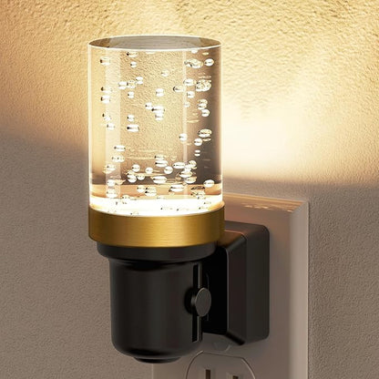JandCase Night Light, Dimmable Night Lights Plug into Wall, Auto On/Off Light Sensor Nightlight, 3000K Warm White 0-100LM Brightness LED Nightlight, for Bathroom Hallway Bedroom Kids Room