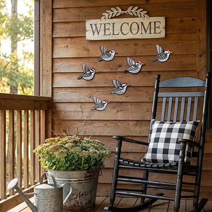 ARTINRENAISS Wooden Flying Birds Wall Decor, Scandinavian Rustic Wall Art Set Housewarming Gifts, 6 Pack Boho Birds Hanging Sign for Living Room, Bedroom, Kitchen
